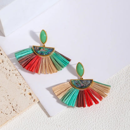 1 Pair Lady Ethnic Style Classic Style Semicircle Inlay Alloy Shell Drop Earrings