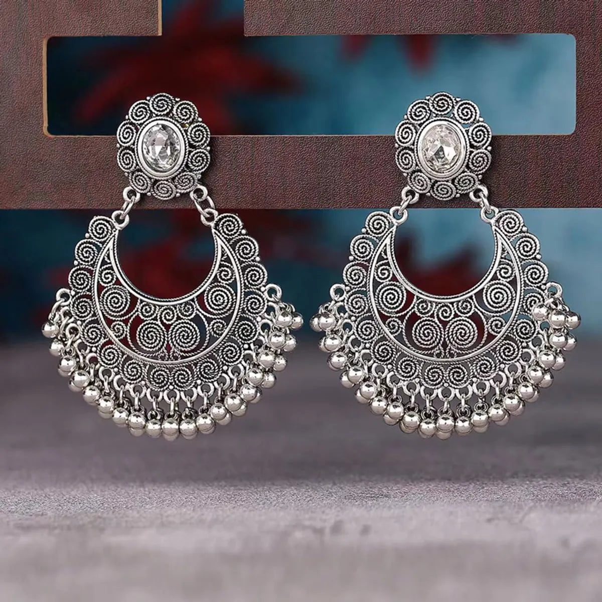 1 Pair Lady Ethnic Style Streetwear Geometric Inlay Alloy Resin Rhinestones Drop Earrings