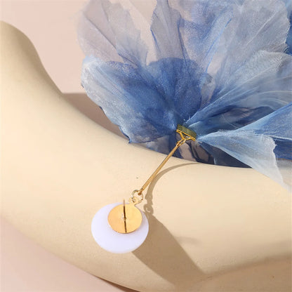 1 Pair Lady Flower Alloy Cloth Drop Earrings