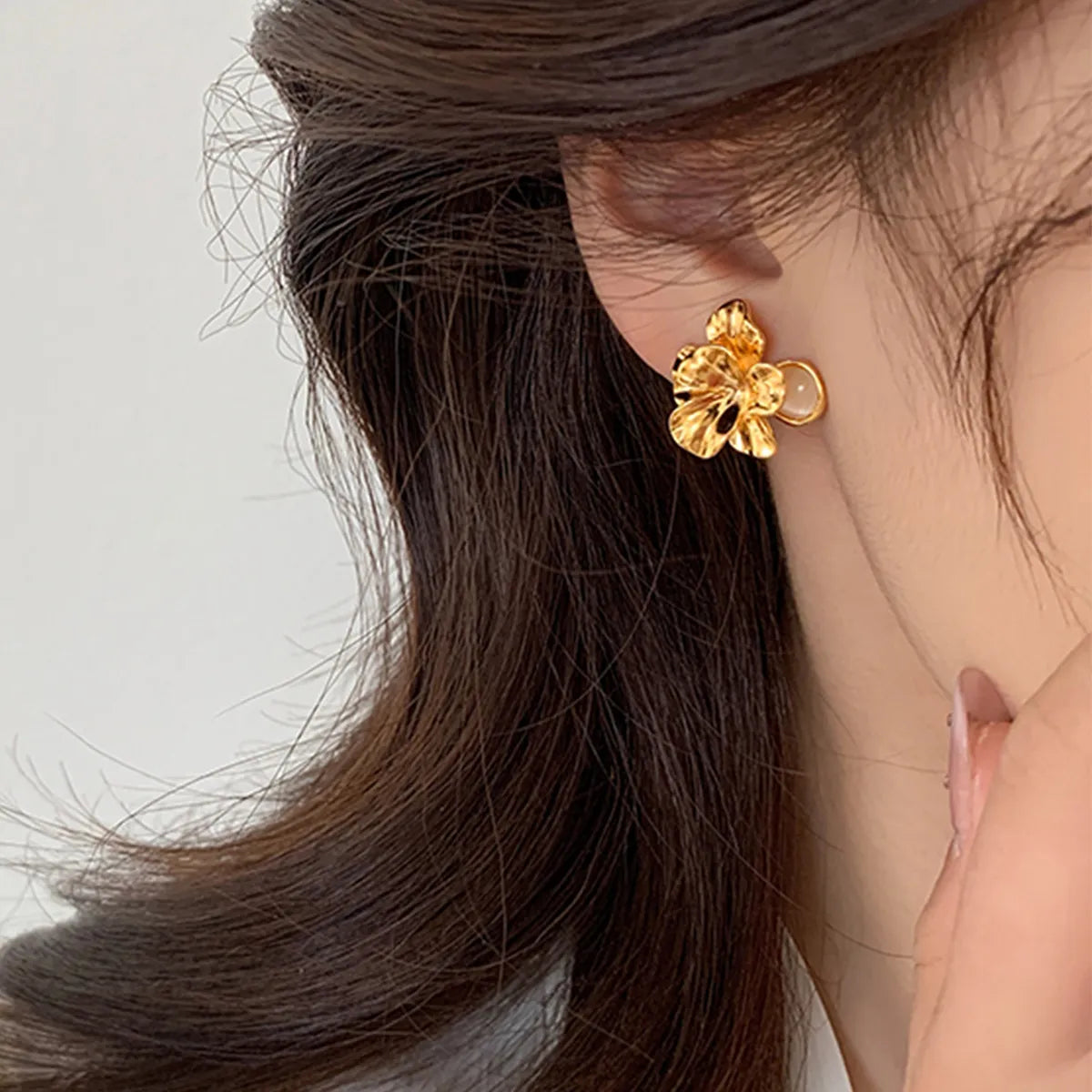 1 Pair Lady Flower Alloy Ear Studs