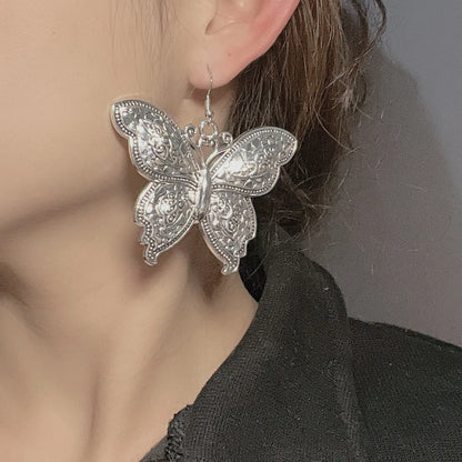 1 Pair Lady Flower Butterfly Metal Drop Earrings