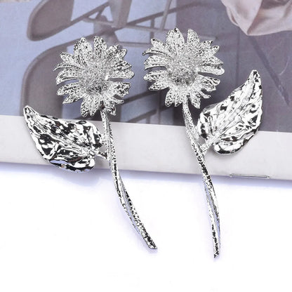 1 Pair Lady Flower Plating Alloy Ear Studs