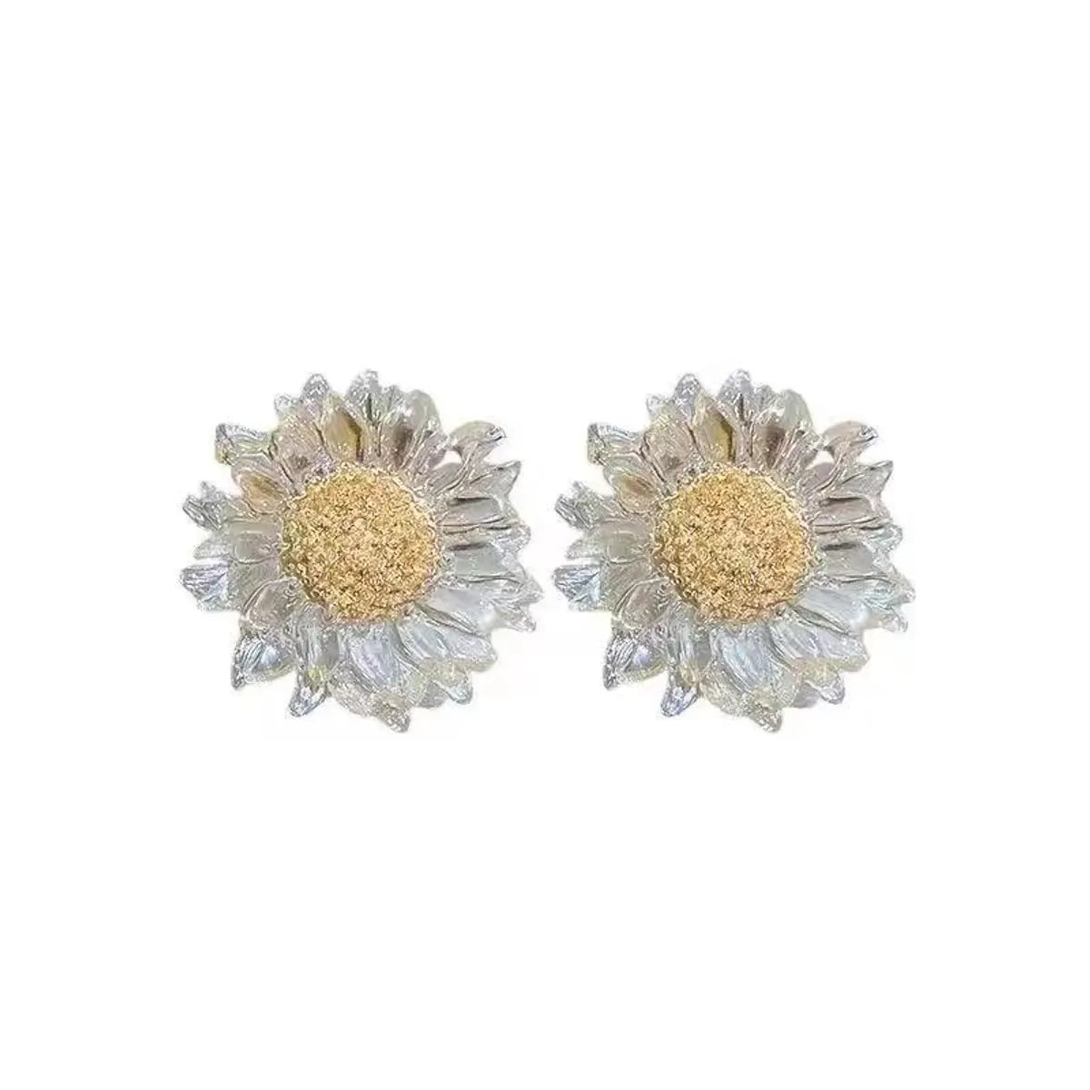 1 Pair Lady Flower Plating Alloy Resin Ear Studs