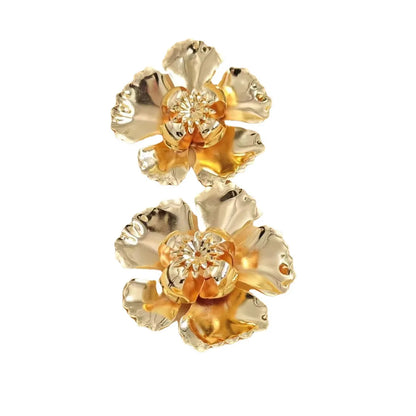 1 Pair Lady Flower Plating Metal Ear Studs