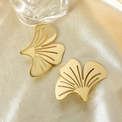 1 Pair Lady Flower Plating Stainless Steel Gold Plated Ear Studs