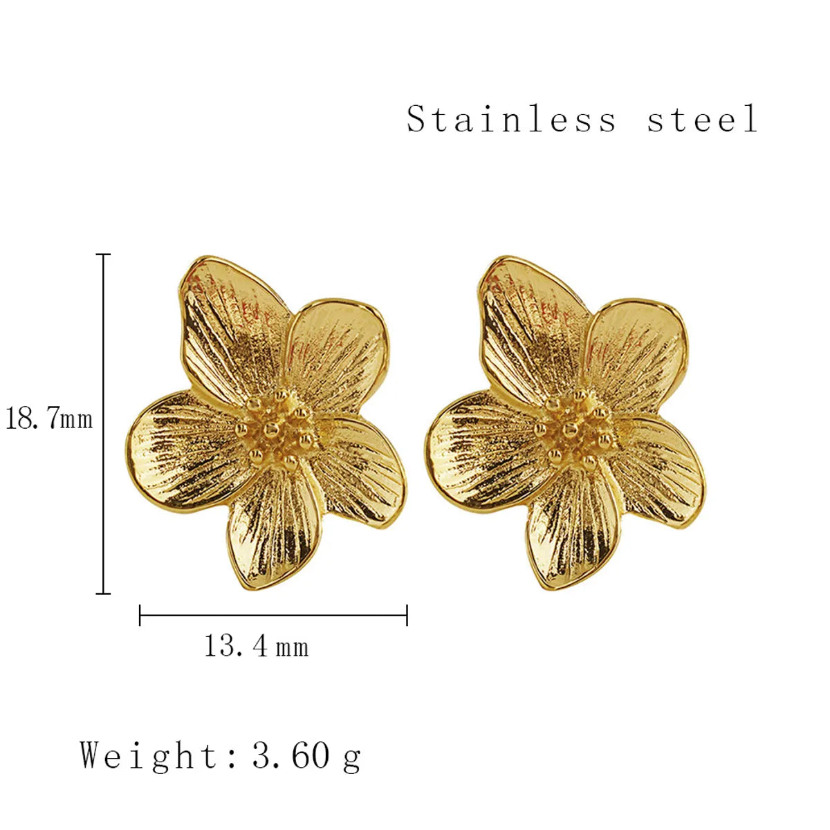 1 Pair Lady Flower Plating Stainless Steel Titanium Steel 18k Gold Plated Ear Studs