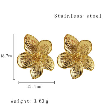 1 Pair Lady Flower Plating Stainless Steel Titanium Steel 18k Gold Plated Ear Studs