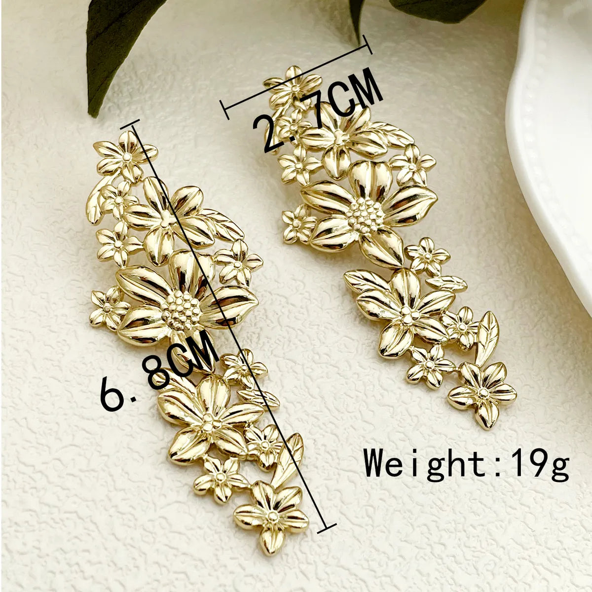 1 Pair Lady Flower Plating 304 Stainless Steel 14K Gold Plated Ear Studs