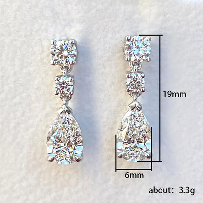 1 Pair Lady Geometric Copper Inlay Zircon Drop Earrings