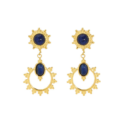 1 Pair Lady Geometric Devil'S Eye Plating Inlay 201 Stainless Steel Lapis Lazuli 18K Gold Plated Earrings