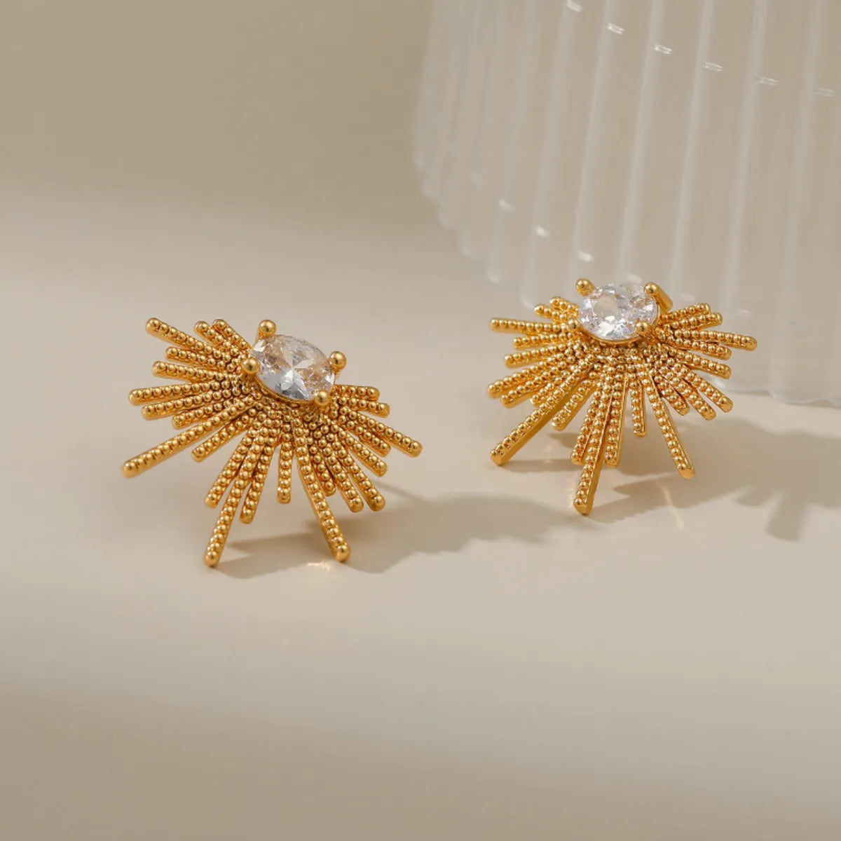 1 Pair Lady Geometric Fireworks Copper Inlay Zircon Ear Studs