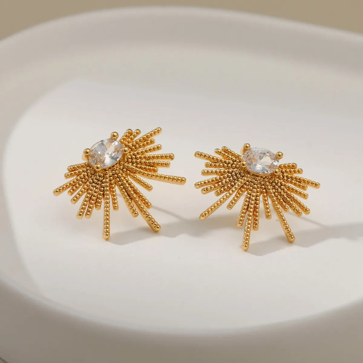 1 Pair Lady Geometric Fireworks Copper Inlay Zircon Ear Studs