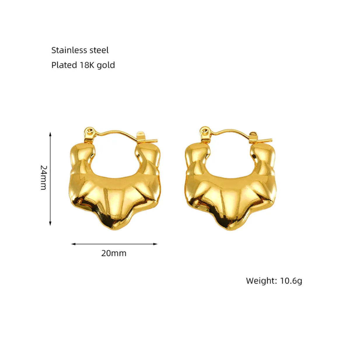 1 Pair Lady Geometric Heart Shape Plating 304 Stainless Steel Earrings