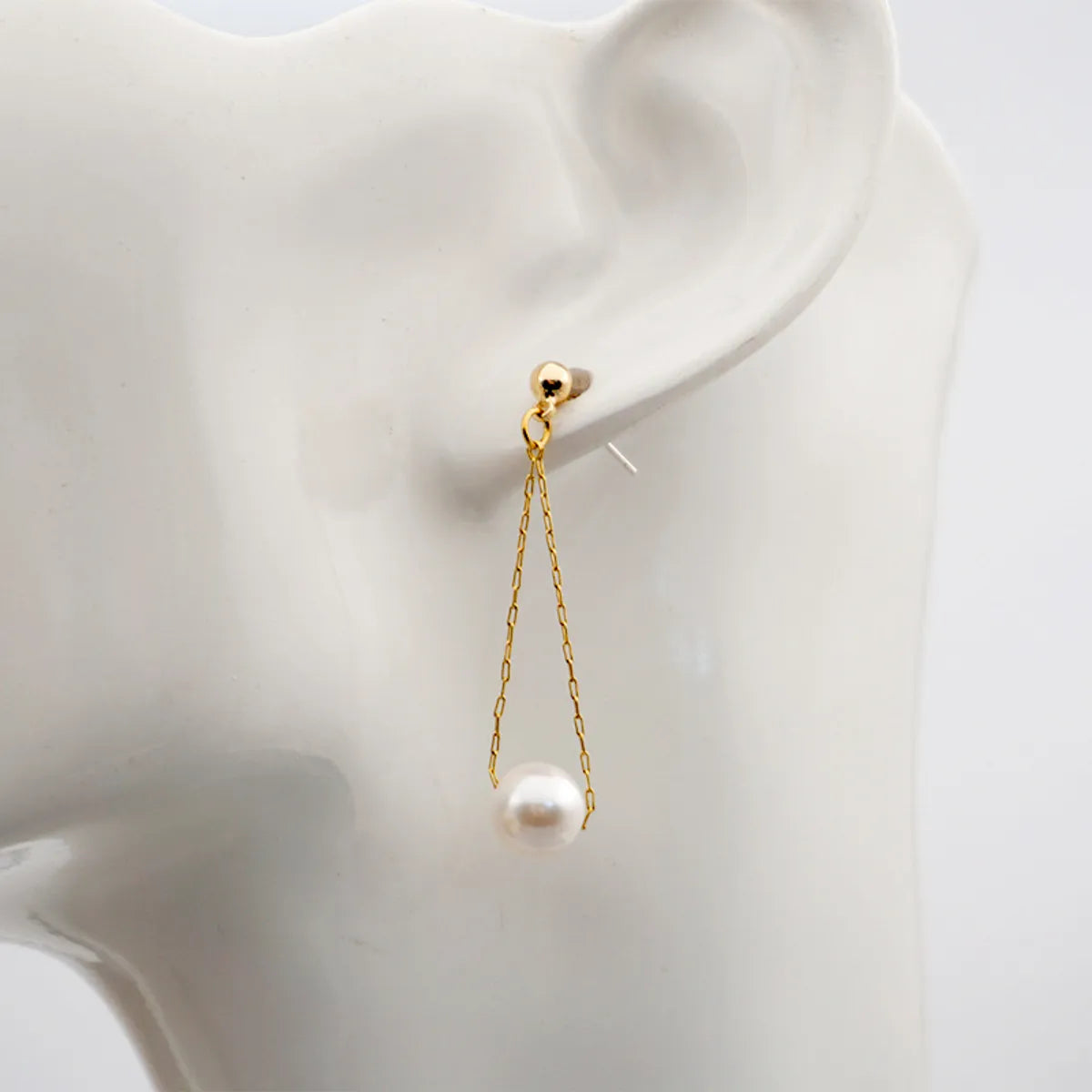 1 Pair Lady Geometric Imitation Pearl Drop Earrings