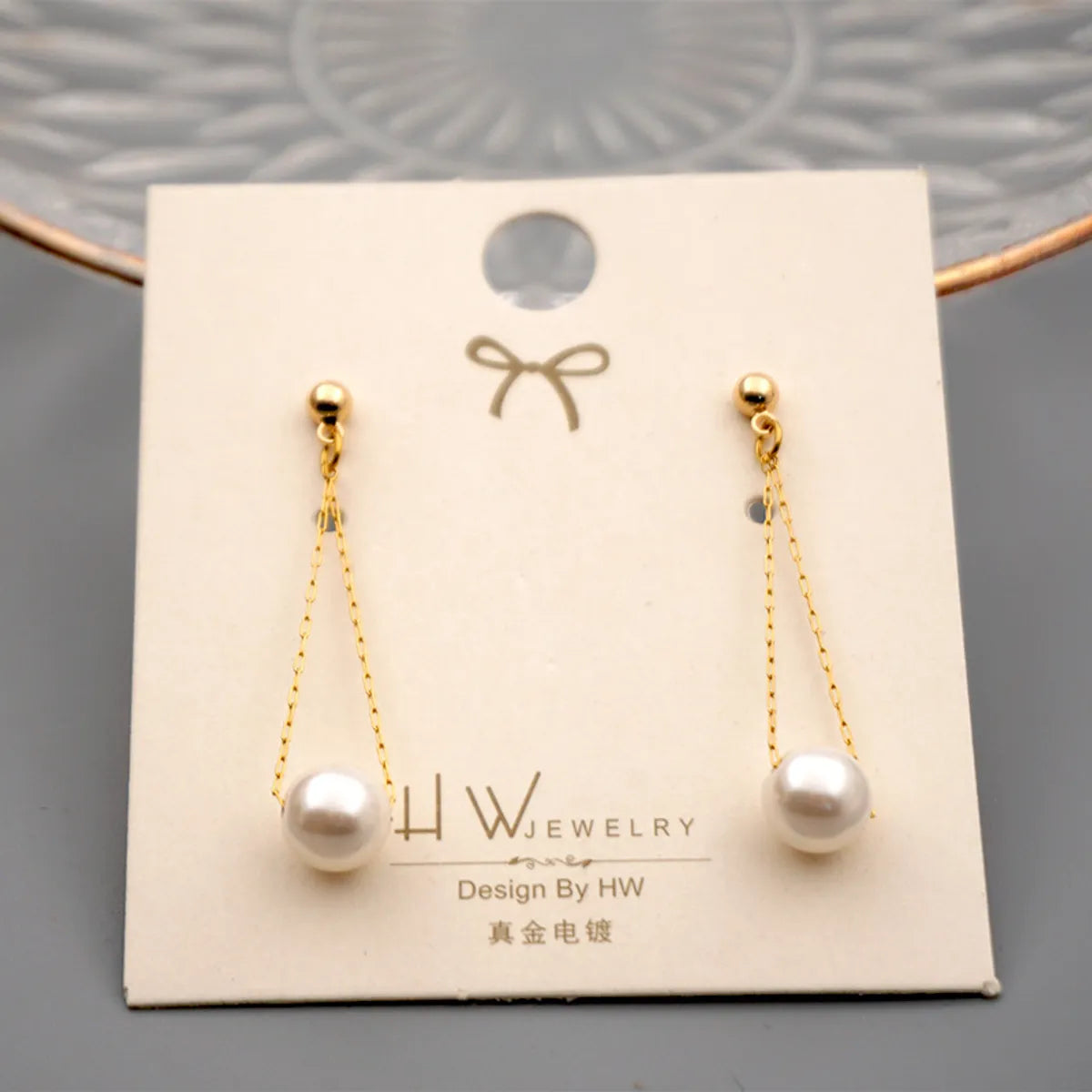 1 Pair Lady Geometric Imitation Pearl Drop Earrings