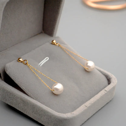 1 Pair Lady Geometric Imitation Pearl Drop Earrings