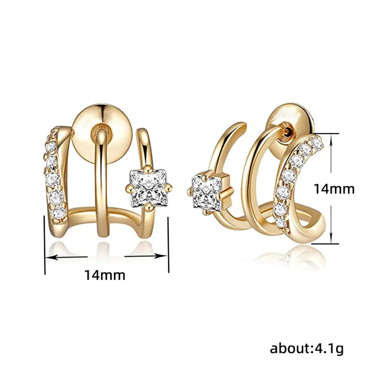 1 Pair Lady Geometric Inlay Copper Zircon Ear Studs