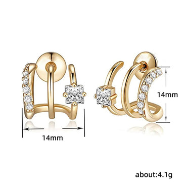 1 Pair Lady Geometric Inlay Copper Zircon Ear Studs