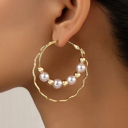 1 Pair Lady Geometric Plating Imitation Pearl Alloy Earrings