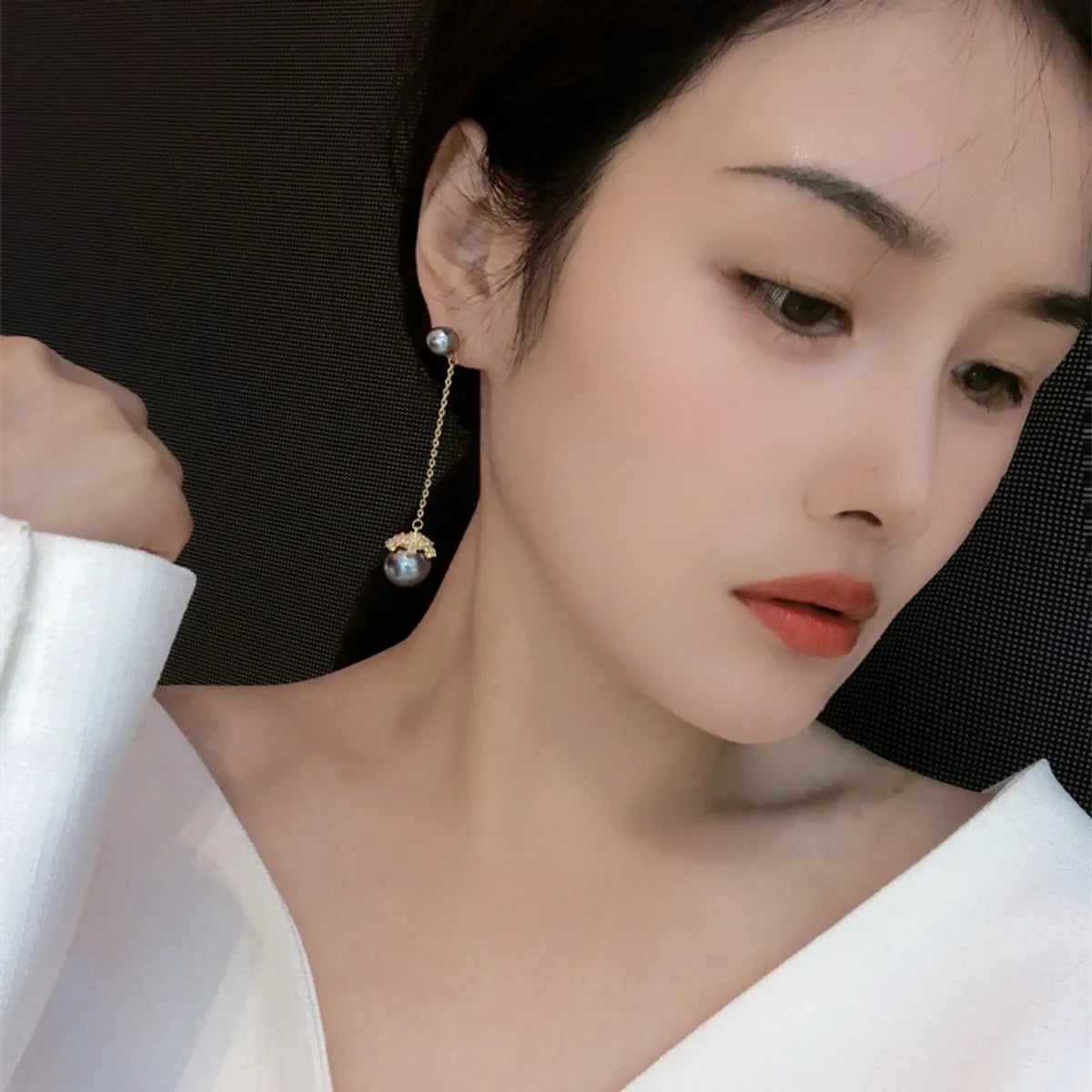 1 Pair Lady Geometric Plating Imitation Pearl Drop Earrings