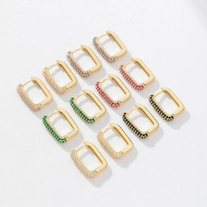 1 Pair Lady Geometric Plating Inlay Copper Zircon Earrings