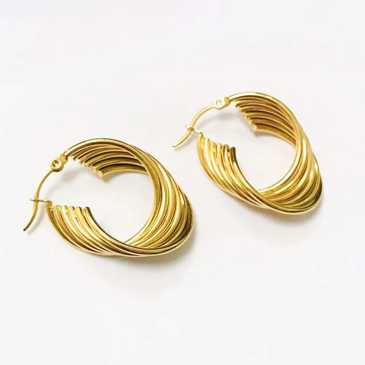 1 Pair Lady Geometric Plating Stainless Steel 18k Gold Plated Earrings