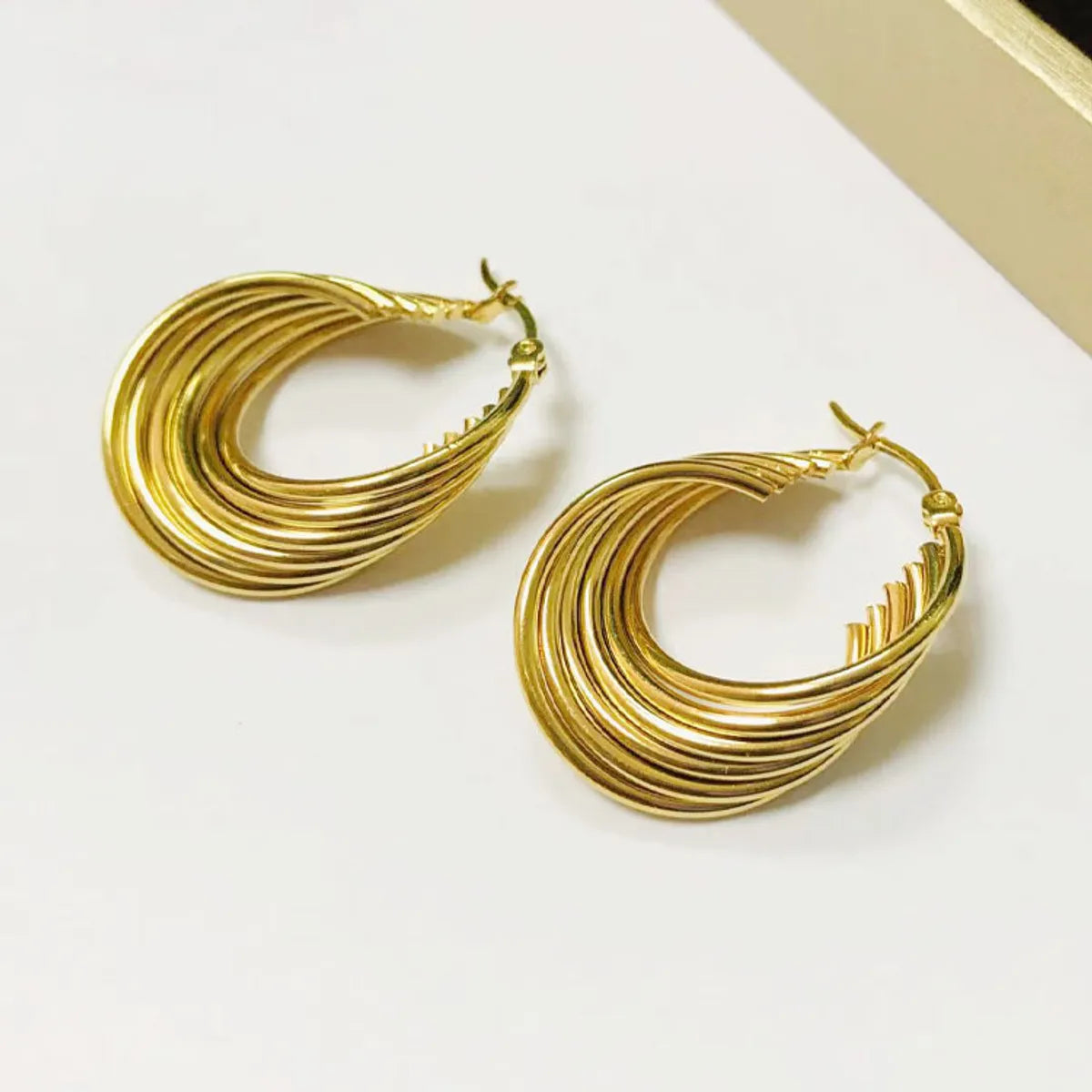 1 Pair Lady Geometric Plating Stainless Steel 18k Gold Plated Earrings