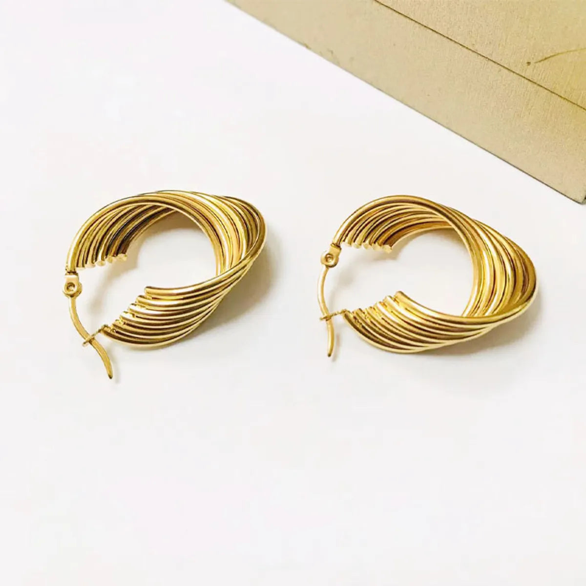 1 Pair Lady Geometric Plating Stainless Steel 18k Gold Plated Earrings