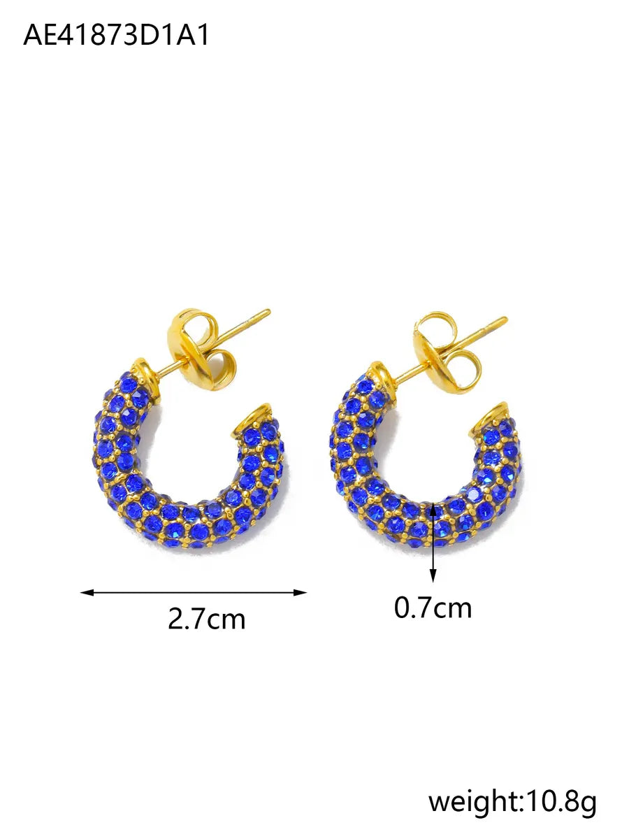 1 Pair Lady Geometric Plating Titanium Steel Zircon Earrings