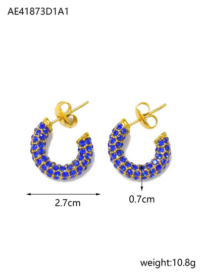 1 Pair Lady Geometric Plating Titanium Steel Zircon Earrings