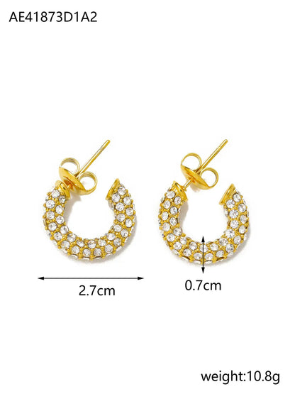 1 Pair Lady Geometric Plating Titanium Steel Zircon Earrings