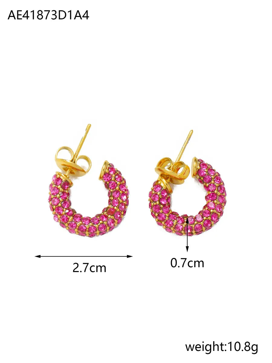 1 Pair Lady Geometric Plating Titanium Steel Zircon Earrings