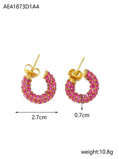 1 Pair Lady Geometric Plating Titanium Steel Zircon Earrings