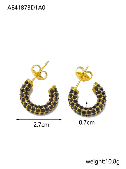 1 Pair Lady Geometric Plating Titanium Steel Zircon Earrings