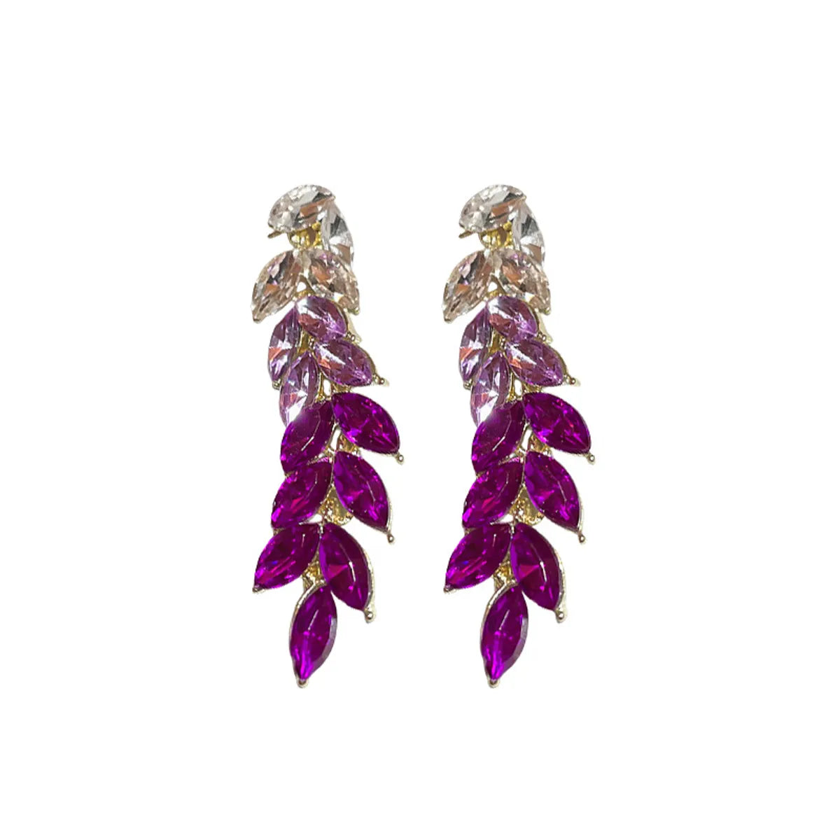 1 Pair Lady Grain Inlay Alloy Rhinestones Drop Earrings