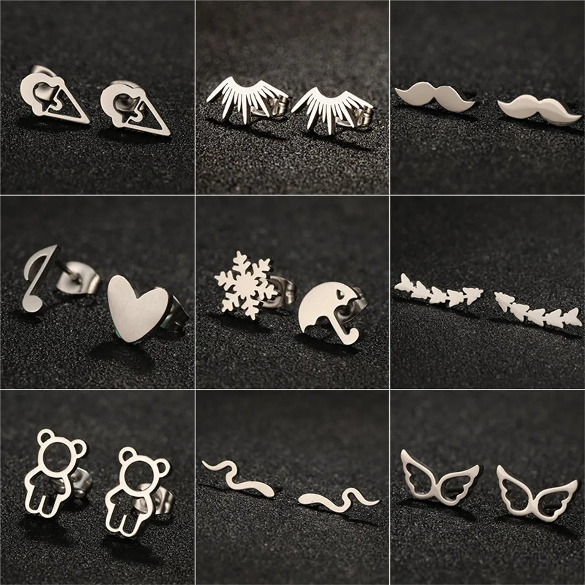 1 Pair Lady Heart Shape Butterfly Stainless Steel Irregular Plating Ear Studs