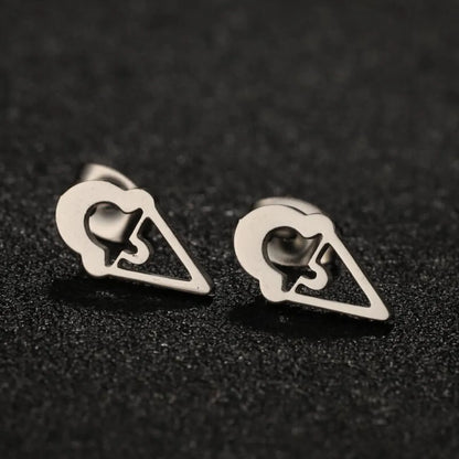 1 Pair Lady Heart Shape Butterfly Stainless Steel Irregular Plating Ear Studs