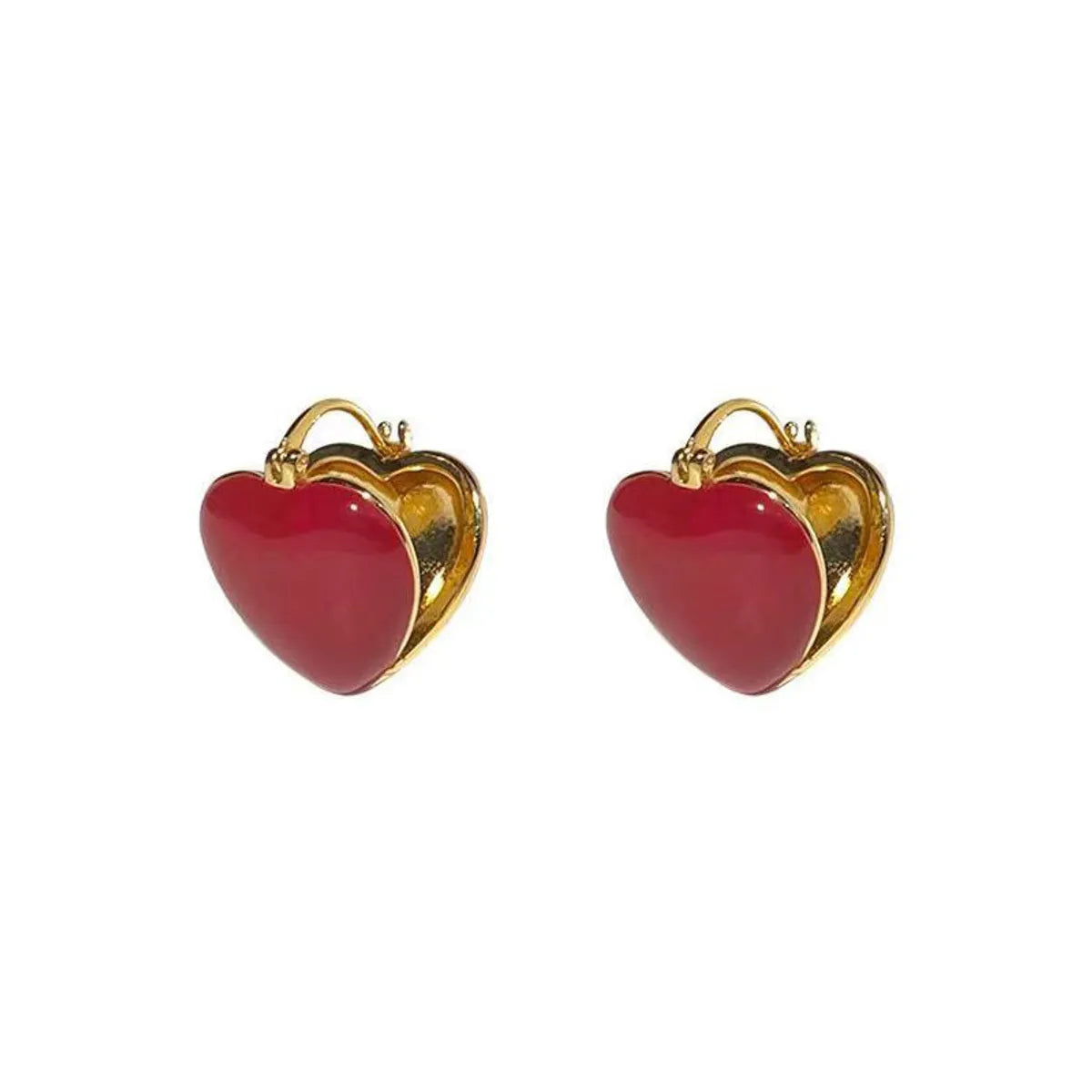 1 Pair Lady Heart Shape Enamel Alloy Drop Earrings