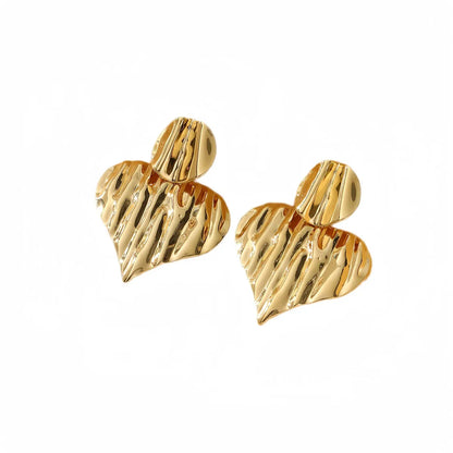 1 Pair Lady Heart Shape Flower Plating 304 Stainless Steel 18K Gold Plated Ear Studs