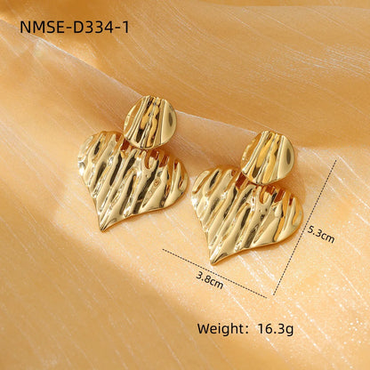 1 Pair Lady Heart Shape Flower Plating 304 Stainless Steel 18K Gold Plated Ear Studs