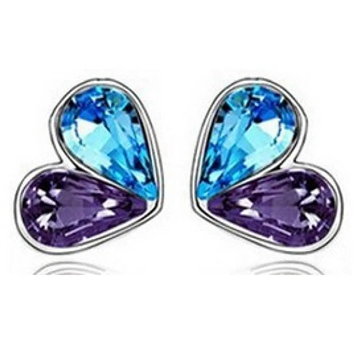 1 Pair Lady Heart Shape Inlay Alloy Crystal Ear Studs