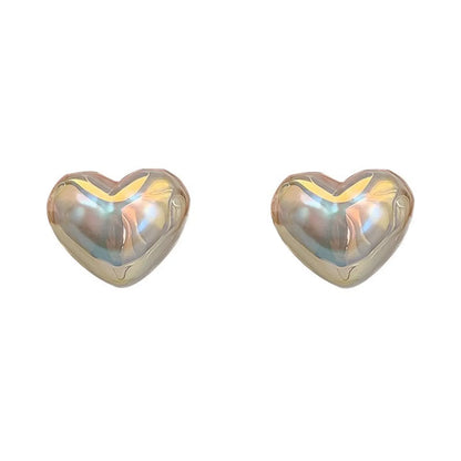 1 Pair Lady Heart Shape Inlay Imitation Pearl Alloy Artificial Gemstones Drop Earrings