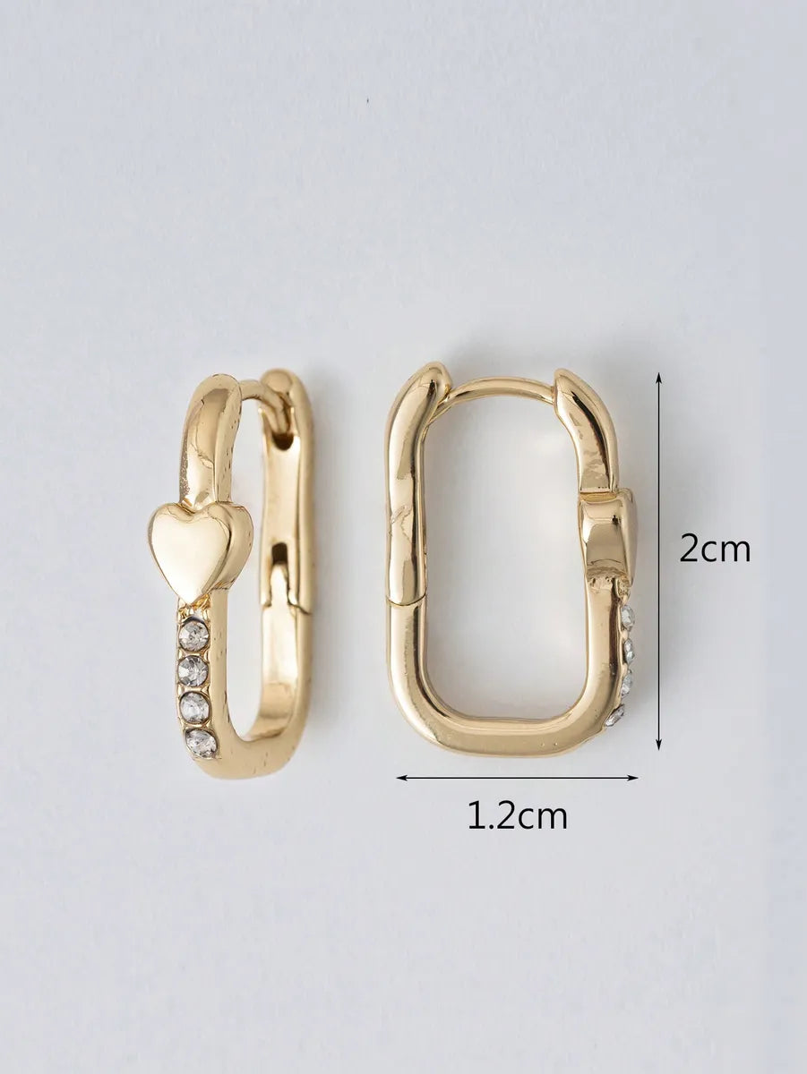 1 Pair Lady Heart Shape Plating Inlay Alloy Zircon Gold Plated Earrings