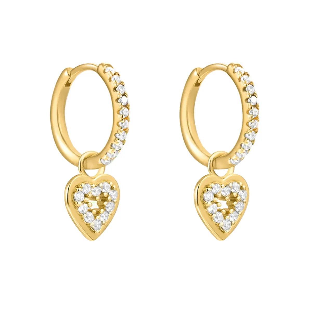 1 Pair Lady Heart Shape Plating Inlay Copper Zircon White Gold Plated Gold Plated Drop Earrings