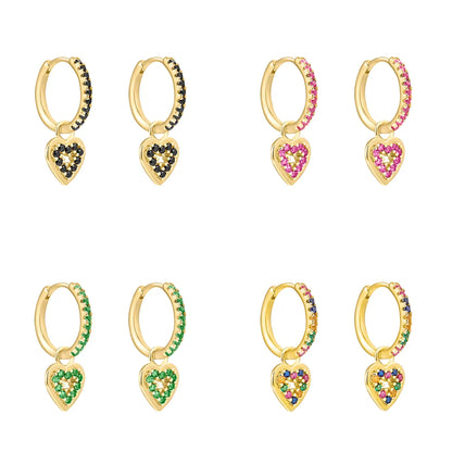 1 Pair Lady Heart Shape Plating Inlay Copper Zircon White Gold Plated Gold Plated Drop Earrings