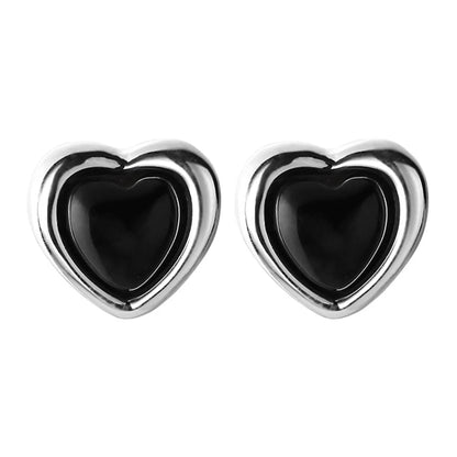 1 Pair Lady Heart Shape Plating Sterling Silver Ear Studs