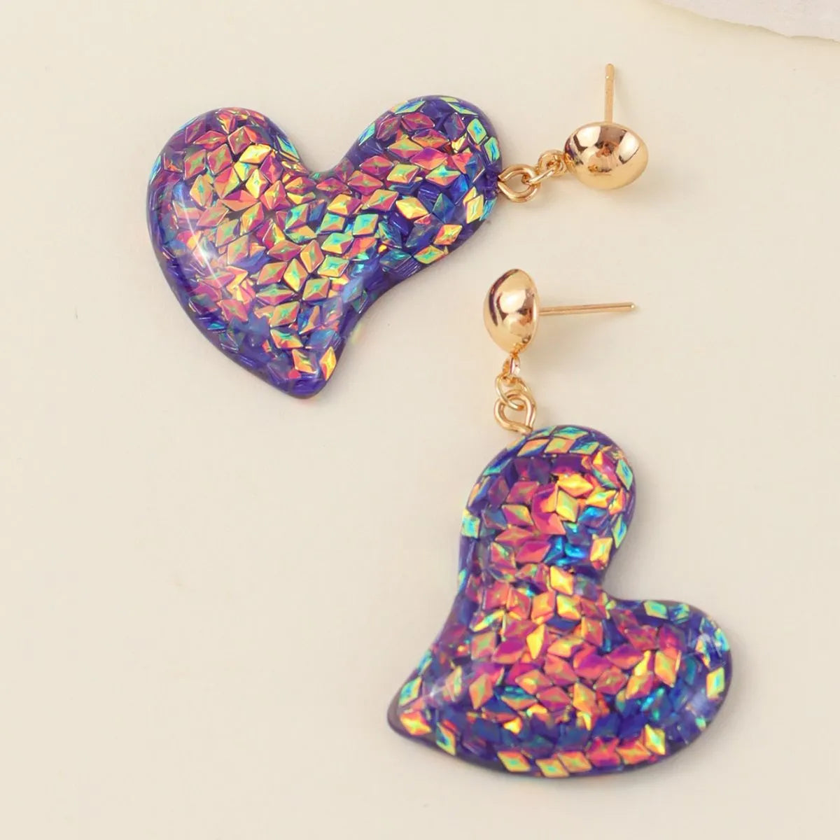 1 Pair Lady Heart Shape Resin Drop Earrings