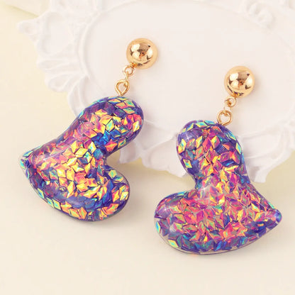 1 Pair Lady Heart Shape Resin Drop Earrings