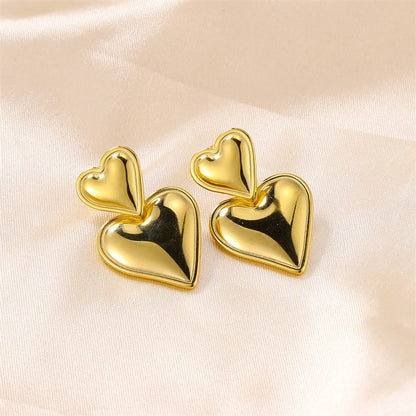 1 Pair Lady Heart Shape Titanium Steel Ear Studs