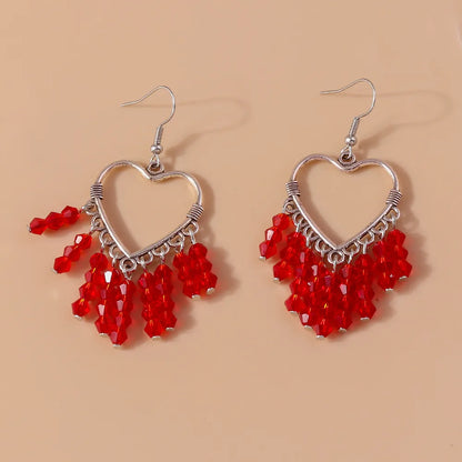 1 Pair Lady Heart Shape Zinc Alloy Drop Earrings